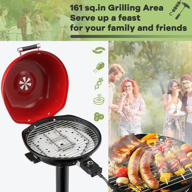 Alt view image 6 of 7 - 1600W Portable Electric BBQ Grill with Removable Non-Stick Rack
