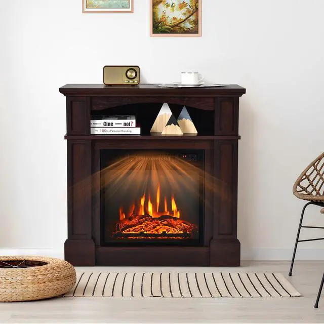 Alt view image 4 of 7 - SlickBlue 18 Inch 1400W Electric TV Stand Fireplace with Shelf