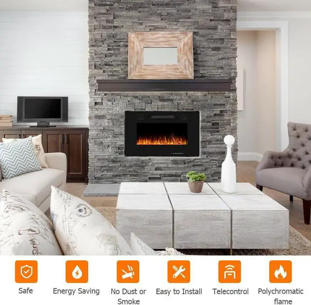 Alt view image 3 of 7 - SlickBlue 30-Inch Recessed Ultra Thin Electric Fireplace Heater with Glass Appearance