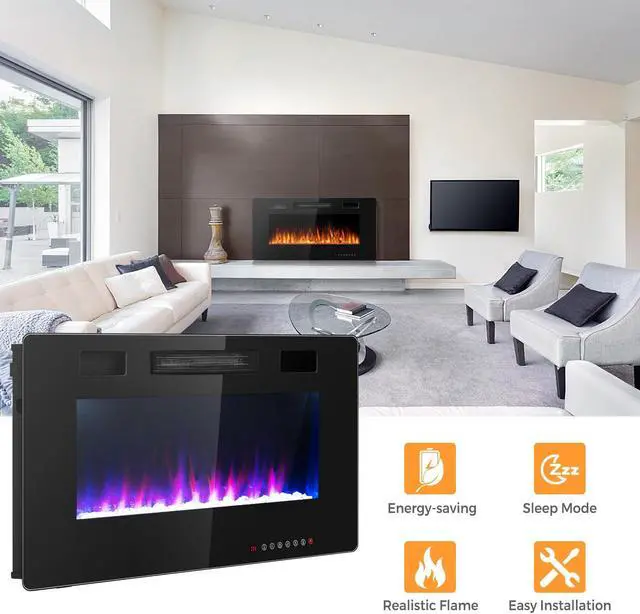 Alt view image 3 of 7 - SlickBlue 36 Inch Ultra Thin Wall Mounted Electric Fireplace