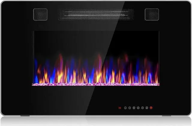 Main image of SlickBlue 30-Inch Recessed Ultra Thin Electric Fireplace Heater with Glass Appearance