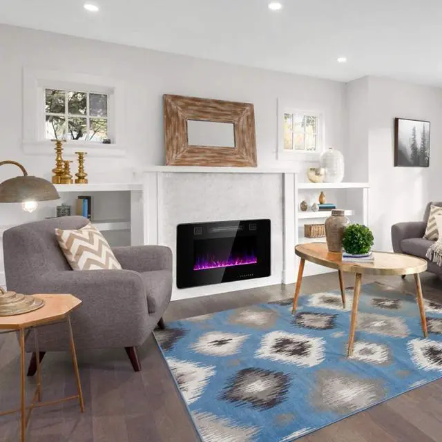 Alt view image 6 of 7 - SlickBlue 30-Inch Recessed Ultra Thin Electric Fireplace Heater with Glass Appearance