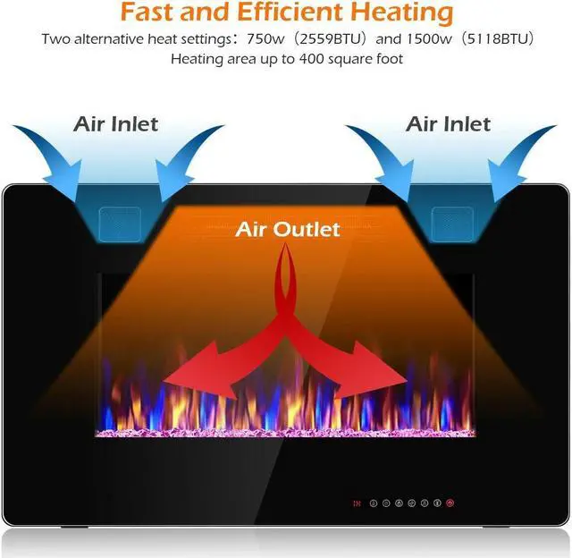 Alt view image 5 of 7 - SlickBlue 30-Inch Recessed Ultra Thin Electric Fireplace Heater with Glass Appearance