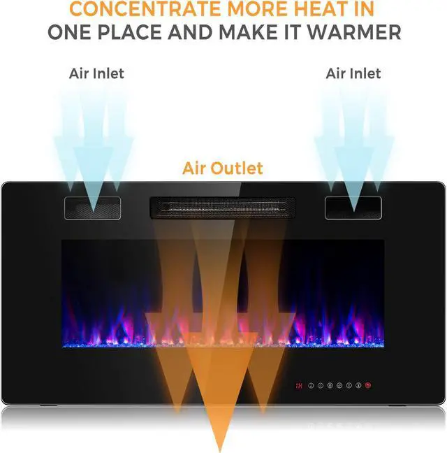 Alt view image 5 of 7 - SlickBlue 36 Inch Ultra Thin Wall Mounted Electric Fireplace
