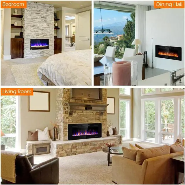 Alt view image 7 of 7 - SlickBlue 42 Inch Recessed Ultra Thin Electric Fireplace with Timer