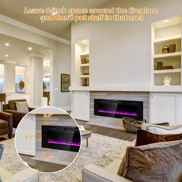 Alt view image 3 of 7 - SlickBlue 50 Inch Recessed Ultra Thin Electric Fireplace with Timer