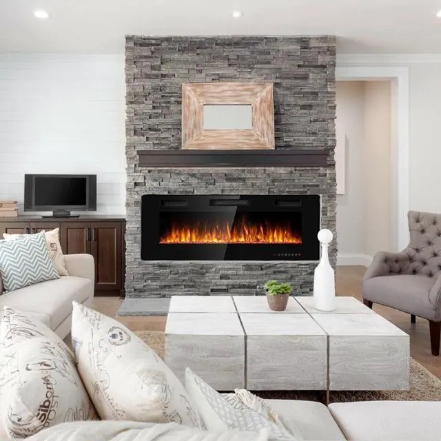 Alt view image 2 of 7 - SlickBlue 50 Inch Recessed Ultra Thin Electric Fireplace with Timer