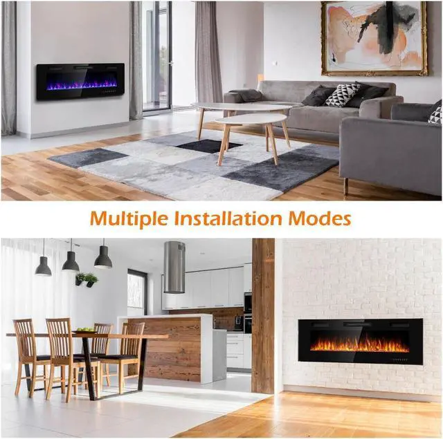 Alt view image 7 of 7 - SlickBlue 50 Inch Recessed Ultra Thin Electric Fireplace with Timer