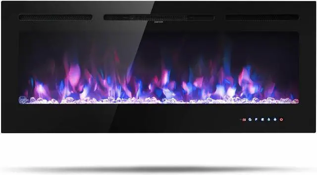 Main image of SlickBlue 50 Inch Recessed Electric Insert Wall Mounted Fireplace with Adjustable Brightness
