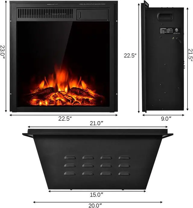 Alt view image 5 of 7 - SlickBlue 22.5 Inch Electric Fireplace Insert Freestanding and Recessed Heater