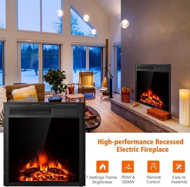 Alt view image 7 of 7 - SlickBlue 22.5 Inch Electric Fireplace Insert Freestanding and Recessed Heater