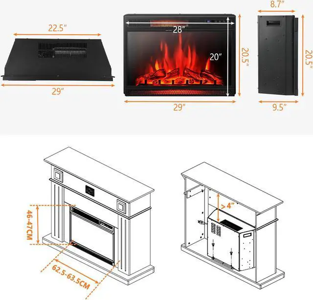 Alt view image 2 of 7 - SlickBlue 28 Inch Electric Freestanding and Recessed Fireplace with Remote