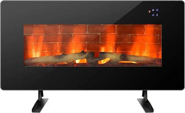 Main image of SlickBlue 36 Inch Electric Wall Mounted Freestanding Fireplace with Remote Control-Black