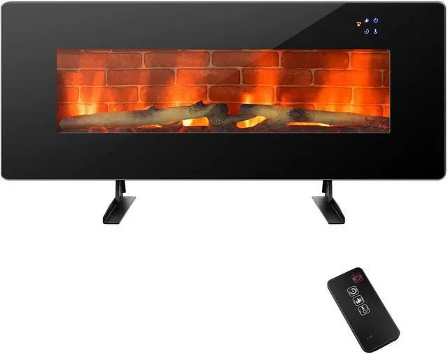 Main image of SlickBlue 42 Inch Electric Wall Mounted Freestanding Fireplace with Remote Control-Black