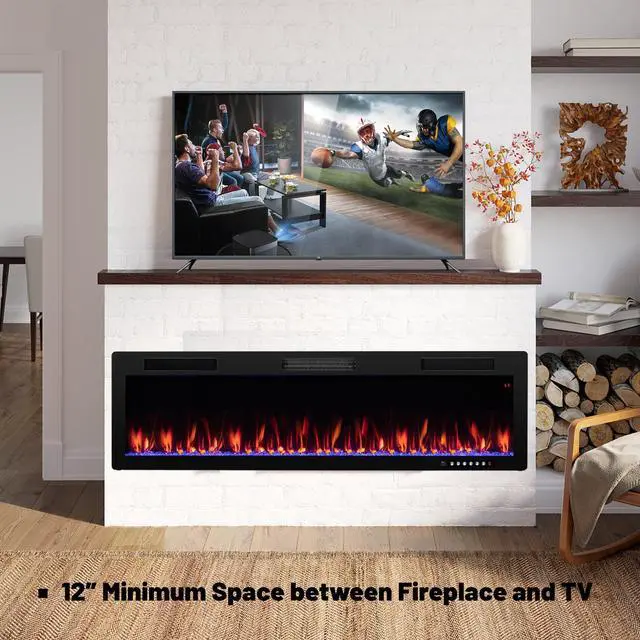 Alt view image 4 of 7 - SlickBlue Electric Fireplace Recessed and Wall Mounted for 2' x 6' Stud-60 inches