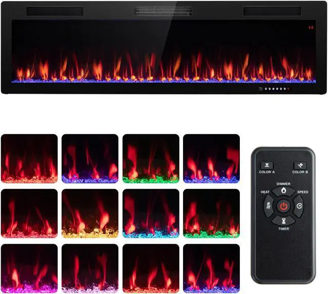 Main image of SlickBlue Electric Fireplace Recessed and Wall Mounted for 2' x 6' Stud-60 inches