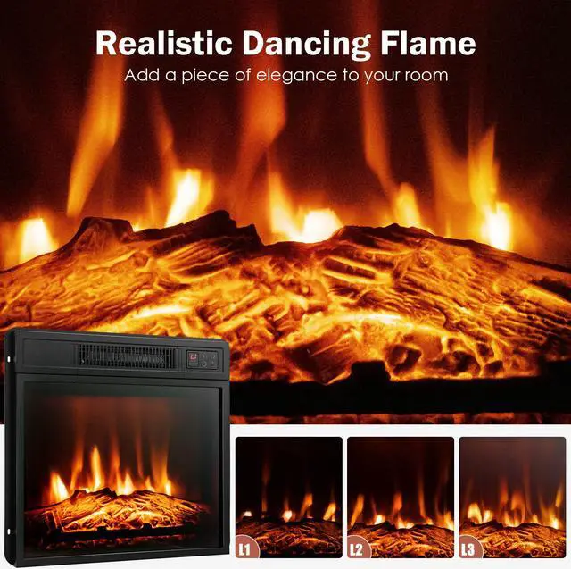 Alt view image 6 of 7 - SlickBlue 18 Inch Electric Fireplace Inserted with Adjustable LED Flame