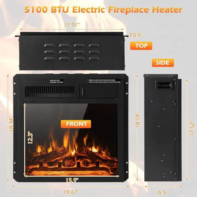 Alt view image 3 of 7 - SlickBlue 18 Inch Electric Fireplace Insert with 7-Level Adjustable Flame Brightness