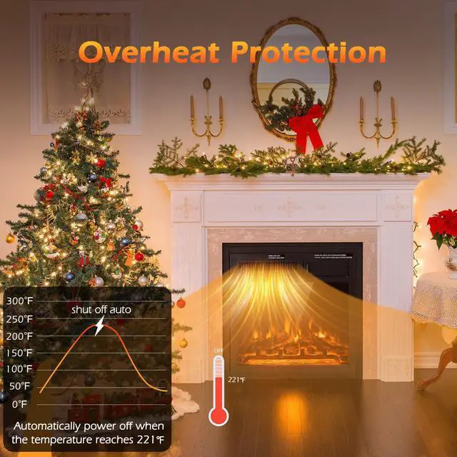 Alt view image 2 of 7 - SlickBlue 18 Inch Electric Fireplace Insert with 7-Level Adjustable Flame Brightness