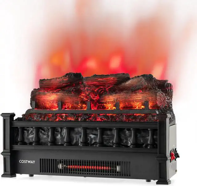 Main image of SlickBlue 20 Inch Electric Fireplace Heater with Realistic Pinewood Ember Bed-Black