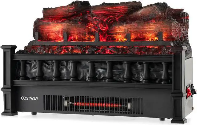 Alt view image 2 of 7 - SlickBlue 20 Inch Electric Fireplace Heater with Realistic Pinewood Ember Bed-Black