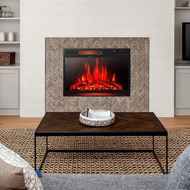 Alt view image 4 of 7 - SlickBlue 28 Inch Electric Freestanding and Recessed Fireplace with Remote