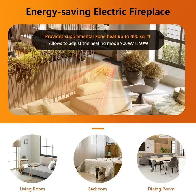 Alt view image 6 of 7 - SlickBlue 28 Inch Electric Freestanding and Recessed Fireplace with Remote