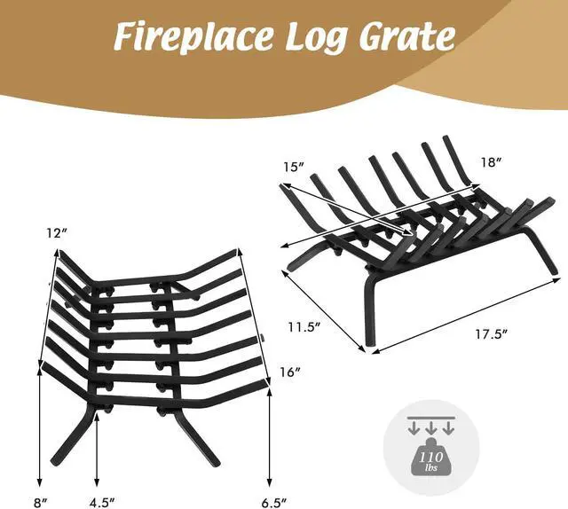 Alt view image 5 of 7 - SlickBlue 18 Inch Fireplace Grate for Outdoor Fire Pit-S