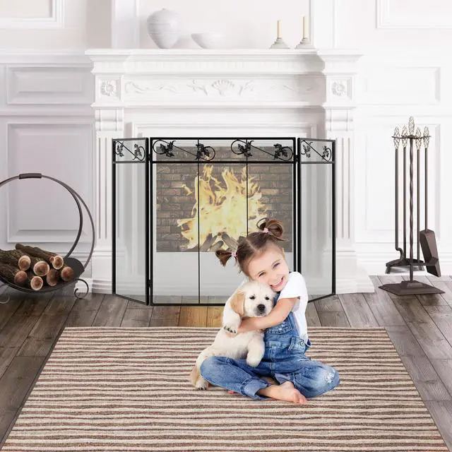 Alt view image 6 of 7 - SlickBlue 3-Panel Fireplace Screen Decor Cover with Exquisite Pattern