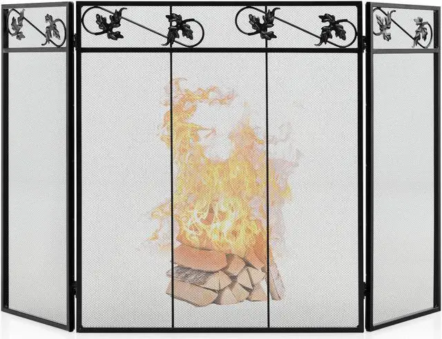 Alt view image 7 of 7 - SlickBlue 3-Panel Fireplace Screen Decor Cover with Exquisite Pattern