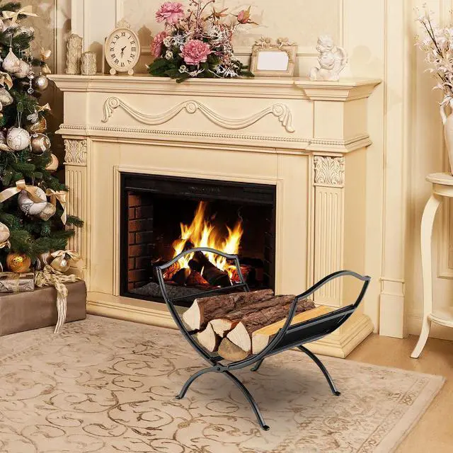 Alt view image 5 of 7 - SlickBlue 19 Inch Folding Fireplace Log Rack with Convenient Handle-Black