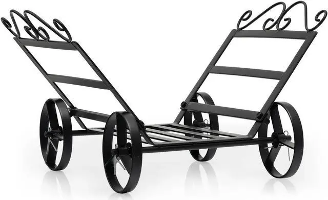 Main image of SlickBlue Firewood Rack Decorative Rustproof Steel Fireplace Log Holder with Wheels