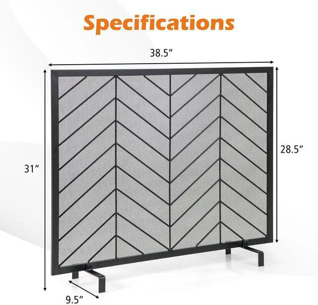 Alt view image 3 of 7 - SlickBlue 38 x 31 Inch Single Panel Fireplace Screen-Golden