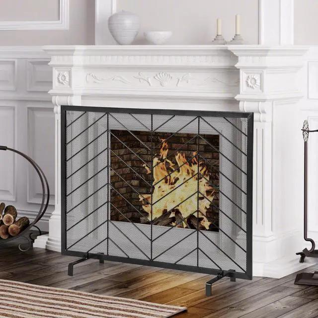 Alt view image 2 of 7 - SlickBlue 38 x 31 Inch Single Panel Fireplace Screen-Golden