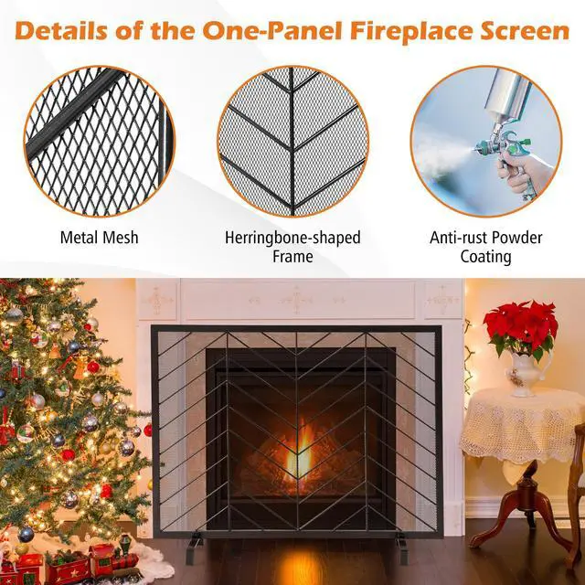 Alt view image 5 of 7 - SlickBlue 38 x 31 Inch Single Panel Fireplace Screen-Golden