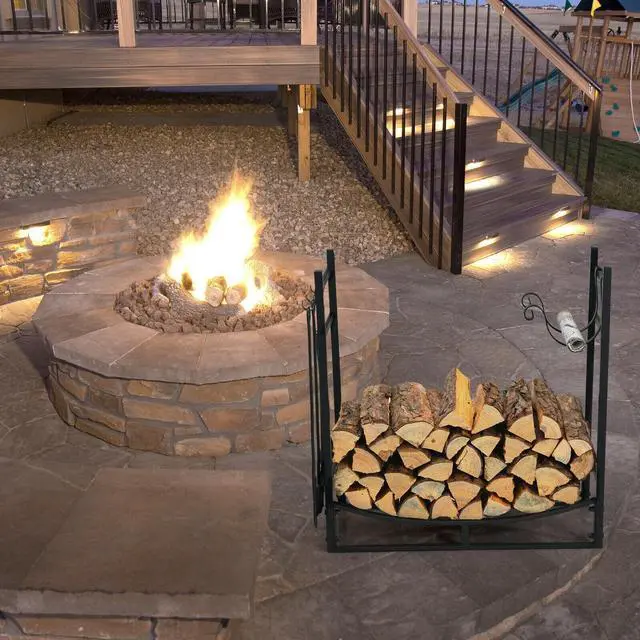 Alt view image 2 of 7 - SlickBlue 30 Inch Firewood Rack with 4 Tool Set Kindling Holders for Indoor and Outdoor