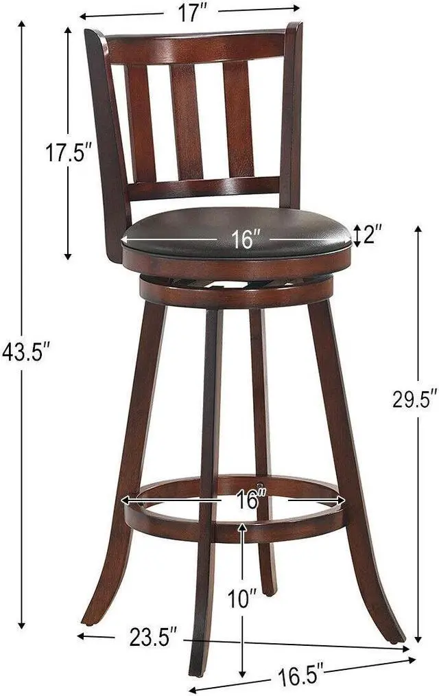 Alt view image 3 of 7 - SlickBlue 2 Pieces 360 Degree Swivel Wooden Counter Height Bar Stool Set with Cushioned Seat-31 inches