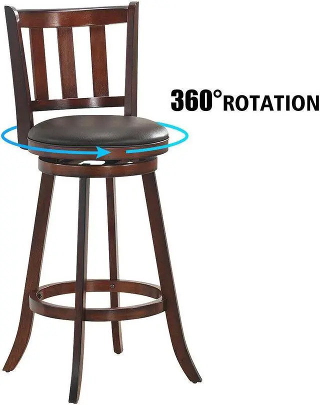 Alt view image 7 of 7 - SlickBlue 2 Pieces 360 Degree Swivel Wooden Counter Height Bar Stool Set with Cushioned Seat-31 inches