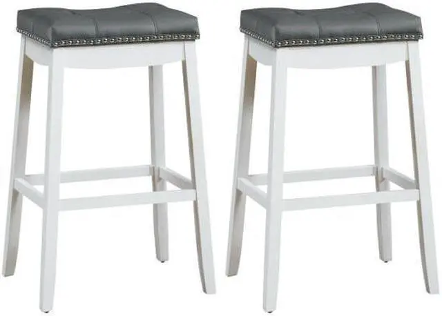 Main image of SlickBlue 29"Set of 2 Nailhead Saddle Bar Stools
