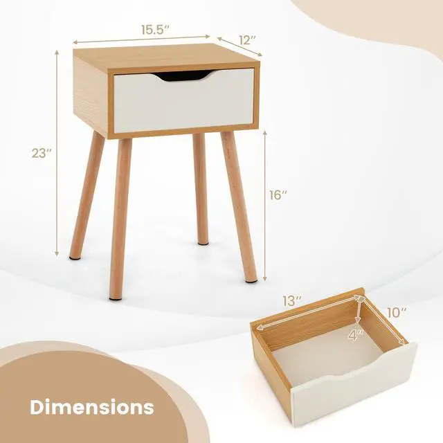 Alt view image 5 of 7 - SlickBlue Modern Nightstand with Storage Drawer for Bedroom Living Room-1 Piece