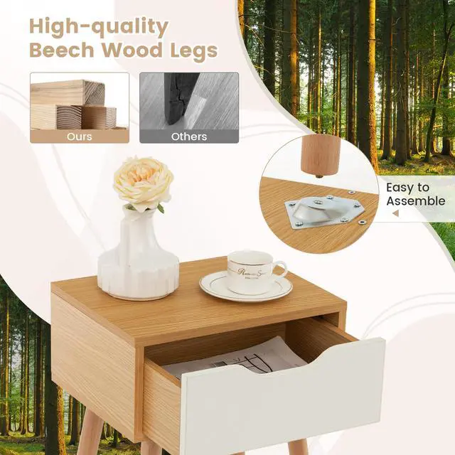 Alt view image 7 of 7 - SlickBlue Modern Nightstand with Storage Drawer for Bedroom Living Room-1 Piece