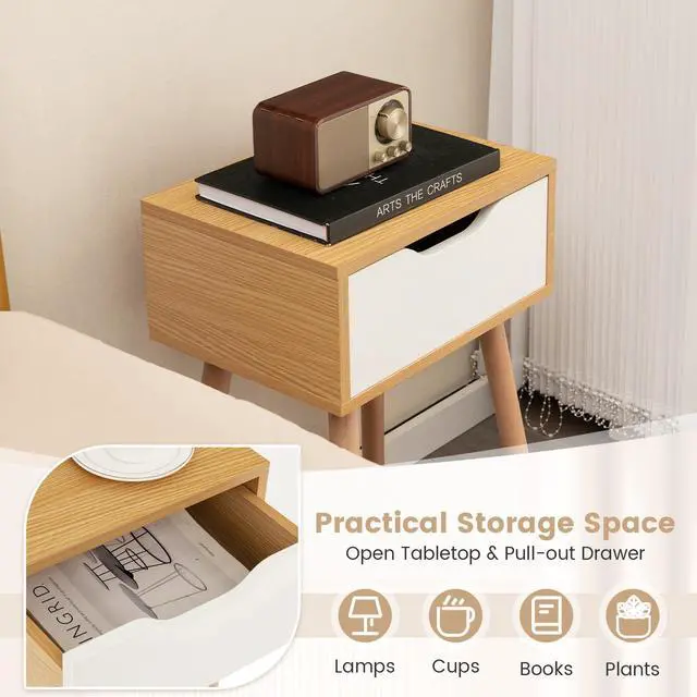 Alt view image 6 of 7 - SlickBlue Modern Nightstand with Storage Drawer for Bedroom Living Room-1 Piece
