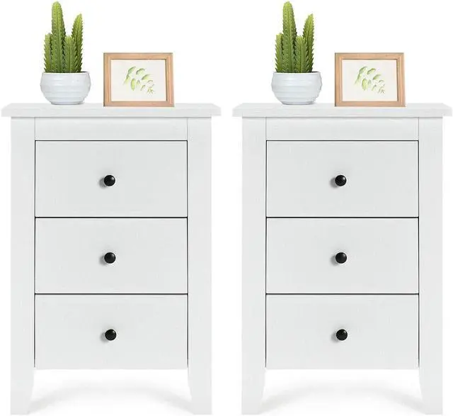 Alt view image 7 of 7 - SlickBlue 2 Pieces Nightstand End Beside Table with 3 Drawers