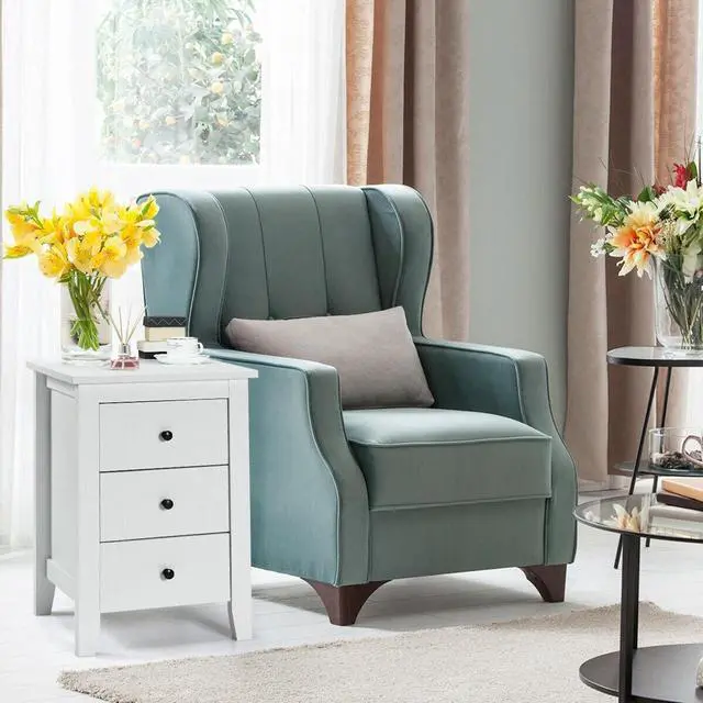 Alt view image 6 of 7 - SlickBlue 2 Pieces Nightstand End Beside Table with 3 Drawers