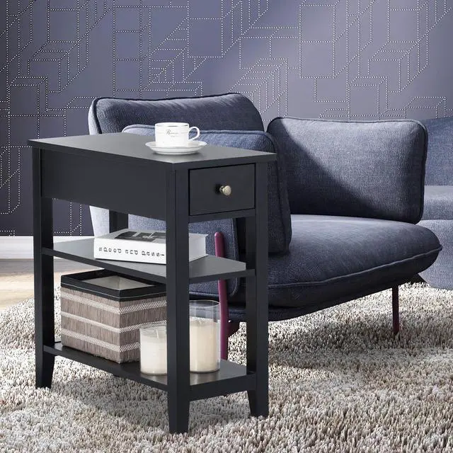 Alt view image 6 of 7 - SlickBlue 3-Tier Nightstand Bedside Table Sofa Side with Double Shelves Drawer