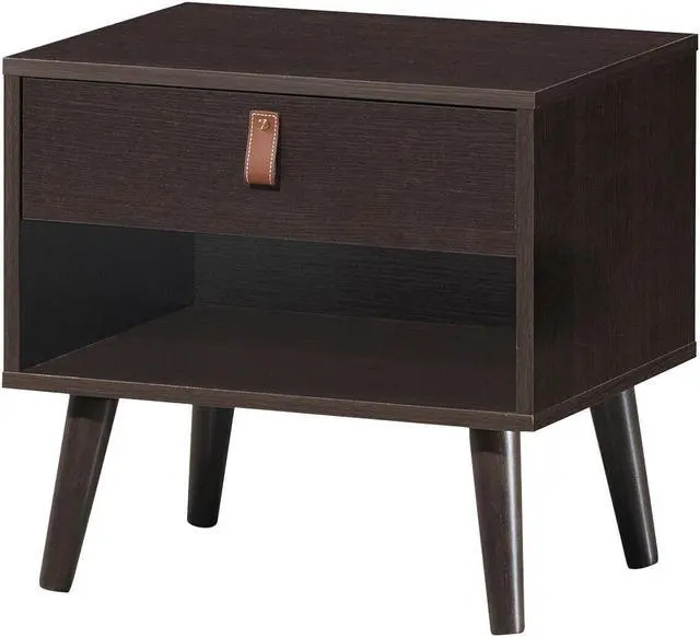 Main image of SlickBlue Nightstand Bedroom Table with Drawer Storage Shelf-Brown