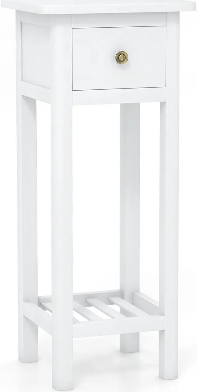 Main image of SlickBlue 2 Tier Slim Nightstand Bedside Table with Drawer Shelf