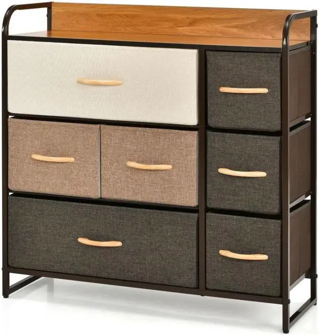 Alt view image 2 of 7 - SlickBlue 7 Drawer Tower Steel Frame and Wooden Top Dresser Storage Chest for Bedroom