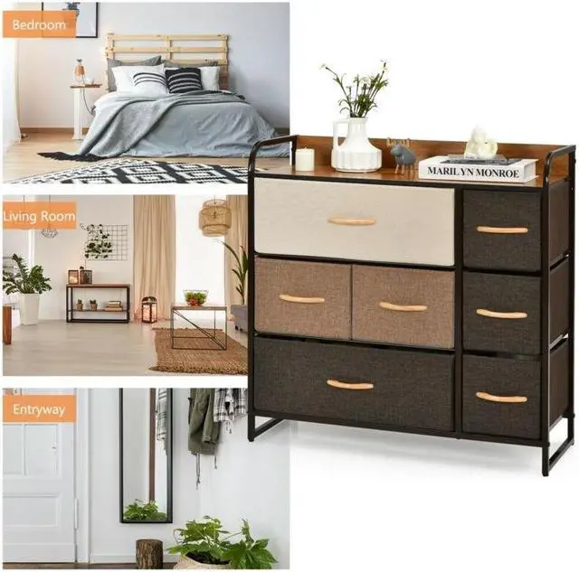 Alt view image 6 of 7 - SlickBlue 7 Drawer Tower Steel Frame and Wooden Top Dresser Storage Chest for Bedroom