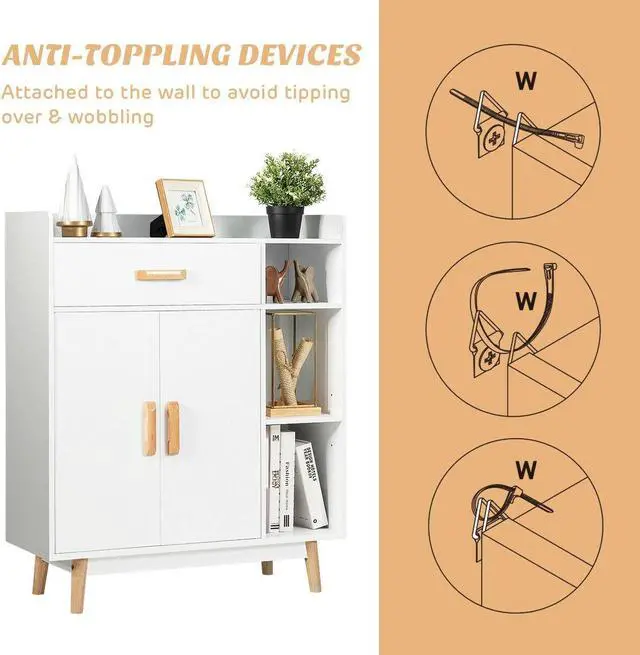 Alt view image 7 of 7 - SlickBlue Floor Storage Cabinet Free Standing Cupboard Chest